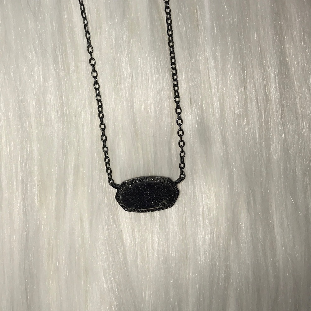 Elisa Pendant Necklace In Black Drusy